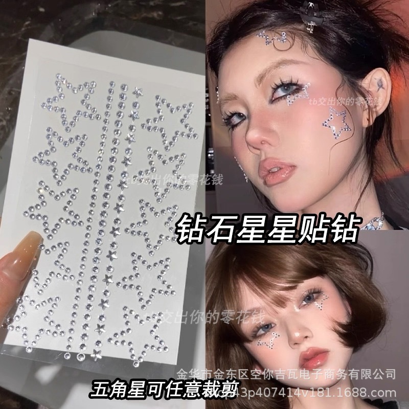 Makeup - Strass-Gesichtsaufkleber Stern Schmetterling Nasensteine Selbstklebend für