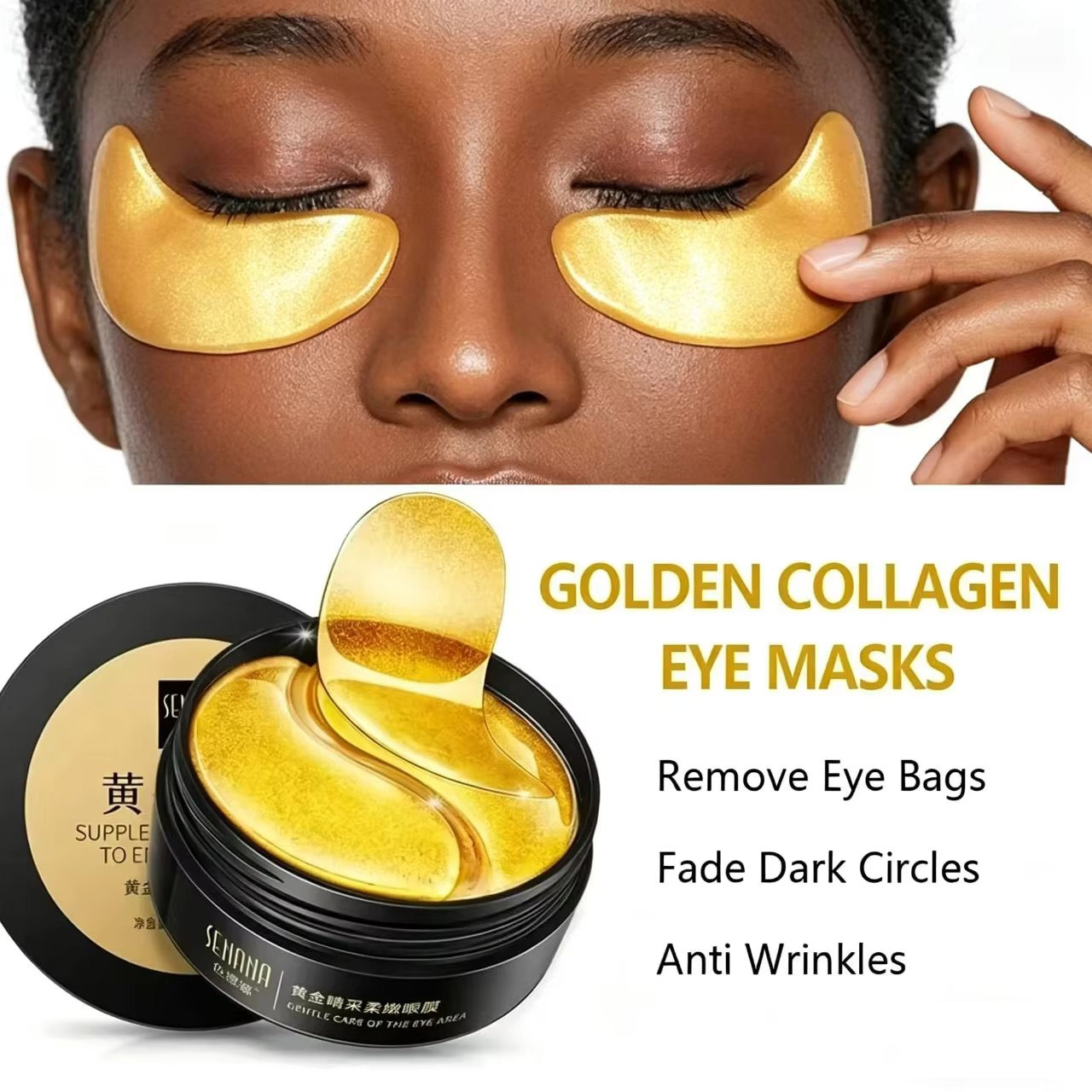 Collagen Under Eye Patches - 60 Stück Goldene Feuchtigkeitsspendende Augenmaske zur
