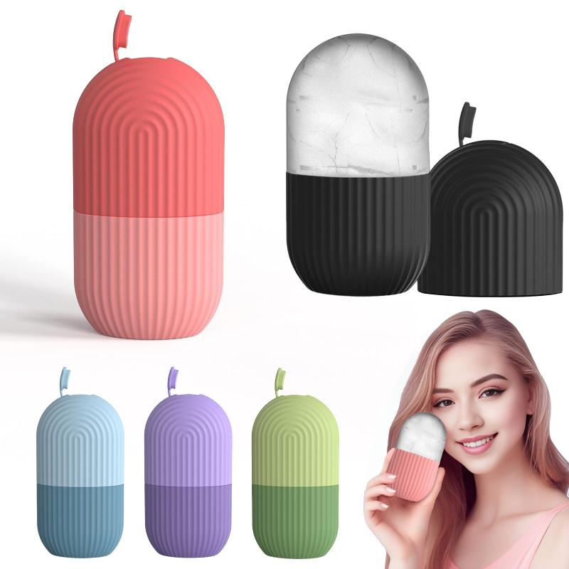Face Ice Roller Puffiness - 1 Stück Eis-Gesichtsroller Eiswürfel-Schönheitsmassage Silikon-Eisform für