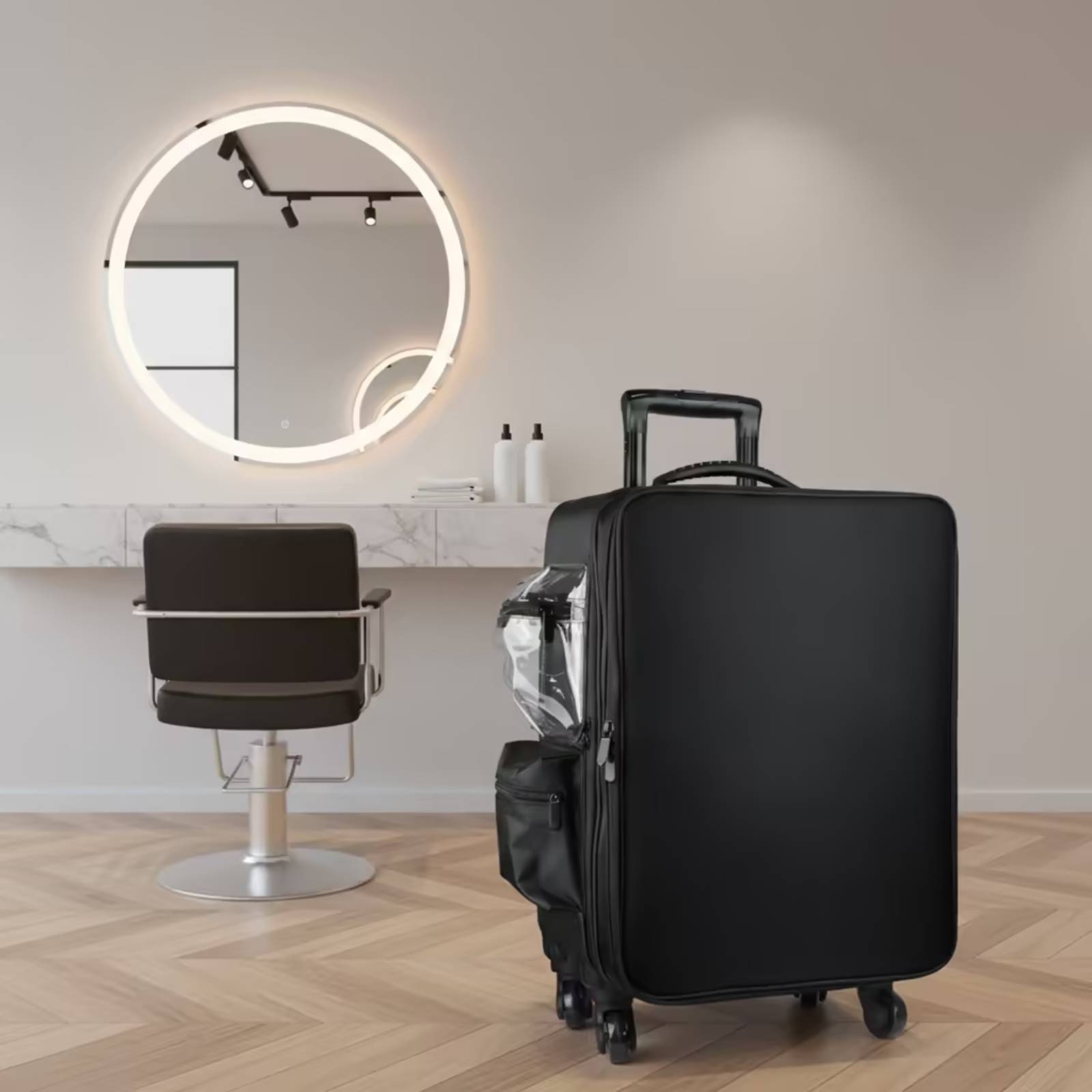 Makeup - Make-up-Koffer mit Drehrollen, Rollender Kosmetikkoffer mit