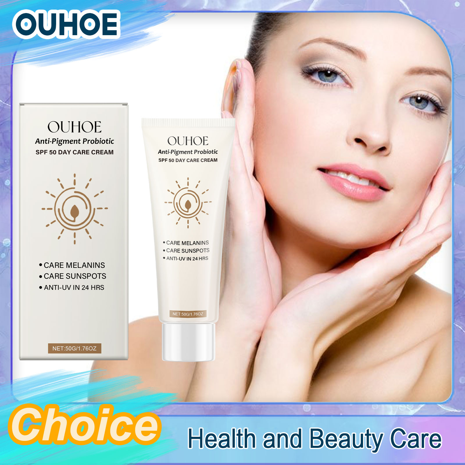 Spf 50 Waterproof Sunscreen - SPF50 Sonnenschutzcreme UV-Schutz Pigmentreduktion Gleichmäßiger Teint
