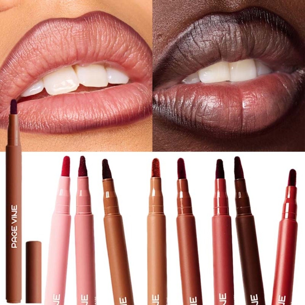 Matte Velvet Lip Tint Long Lasting - Samtbrauner Lippenkonturenstift, Flüssiger Matter Finish, Nicht