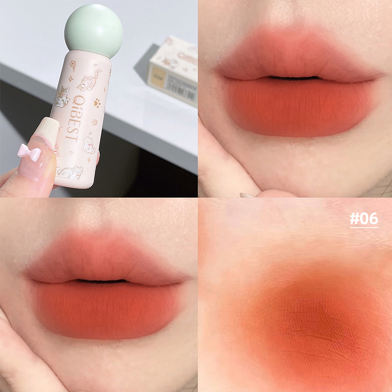 Matte Velvet Lip Tint Long Lasting - QIBEST Süßer samtmatter Lippenschlamm, wasserfest, antihaftbeschichtet,