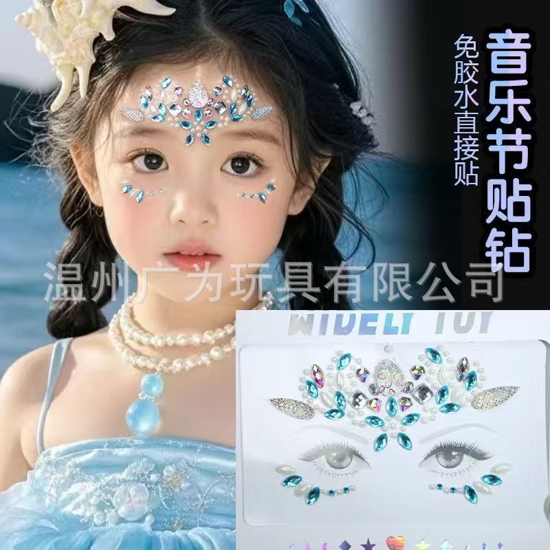 Makeup - Gesichts-Strass-Aufkleber Selbstklebende Kristallsteine Stirn-Tattoo für Maskenball-Party