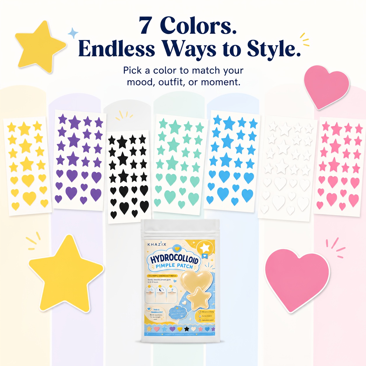 7 Farben, 252 Stück/756 Stück. – Hydrocolloid Pimple Patch Bewertung und Preis